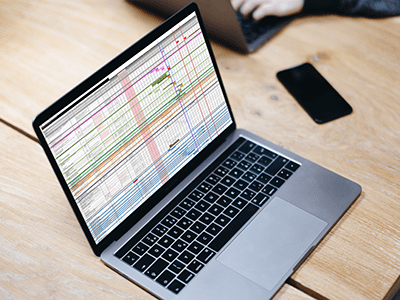 Laptop with a project plan